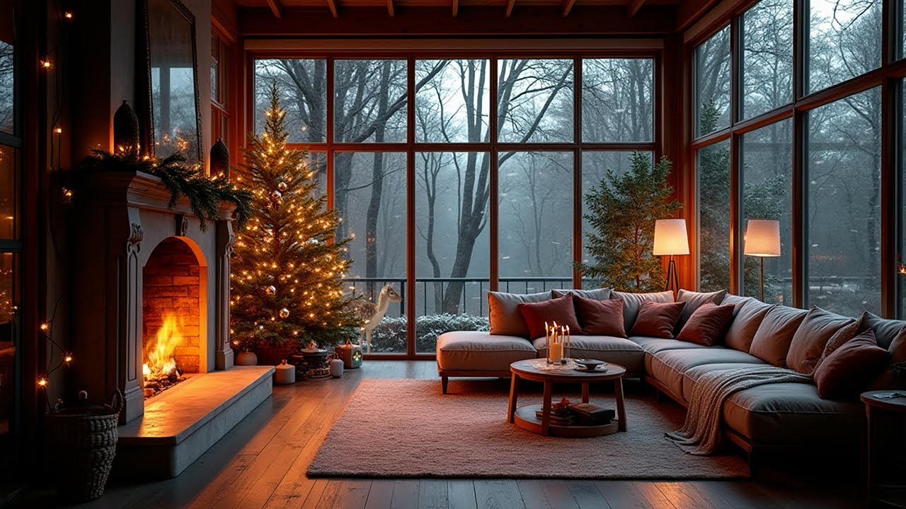 Cozy Luxury Cabin Ambience with Crackling Fireplace 🔥 | Ultimate Winter Relaxation