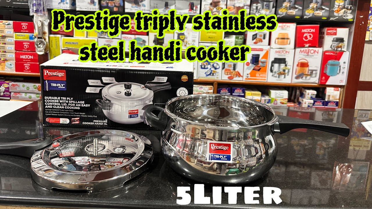 PRESTIGE SVACHH TRIPLY STAINLESS STEEL HANDI PRESSURE COOKER 5L REVIEW | TRIPLY STEEL COOKER
