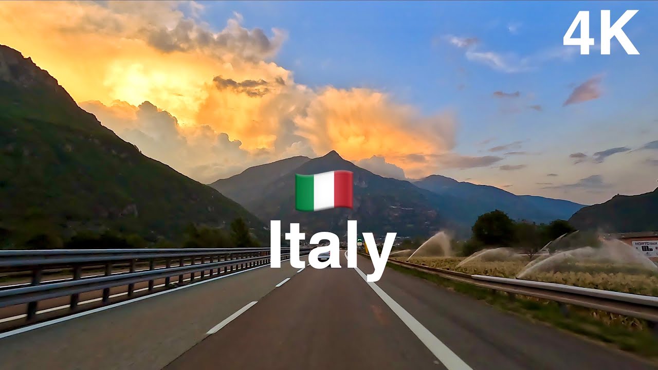 Driving 4K | Italy - Sunset Drive | Scenic Road Trip | Driving Sounds for Sleep, Work and Study ASMR