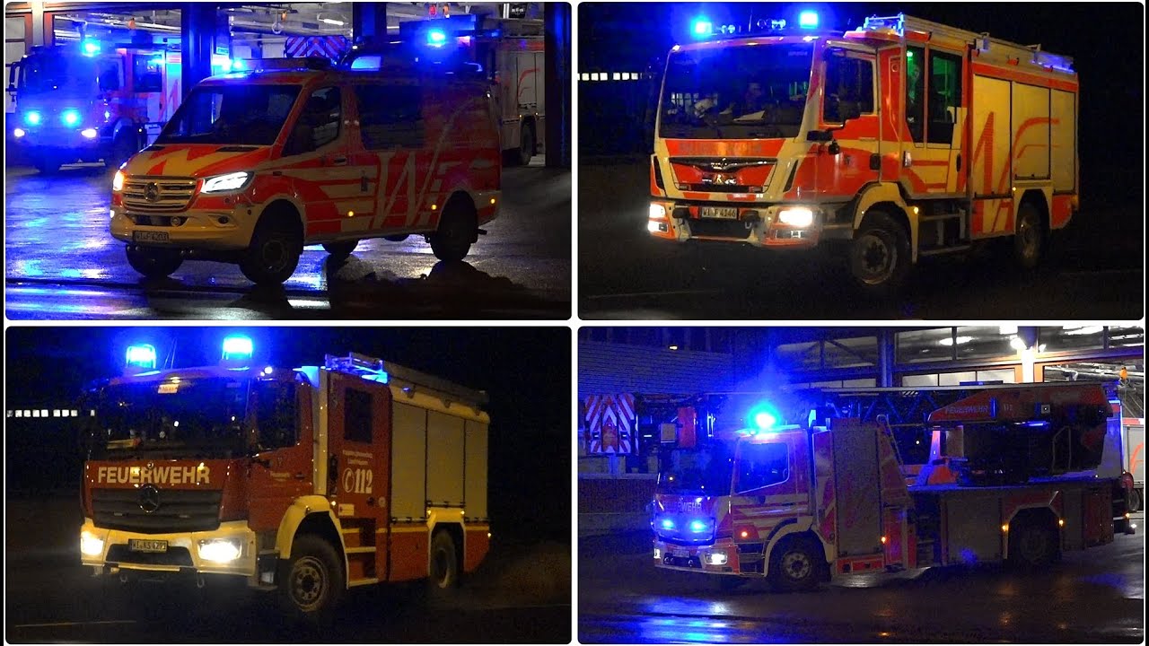 [NEUE DLK23/12 | Gong & Durchsage 🔊] ● FEUERWEHR WIESBADEN 🚒 ● Einsatzfahrten FW & RD an der FW1 🔥🚨