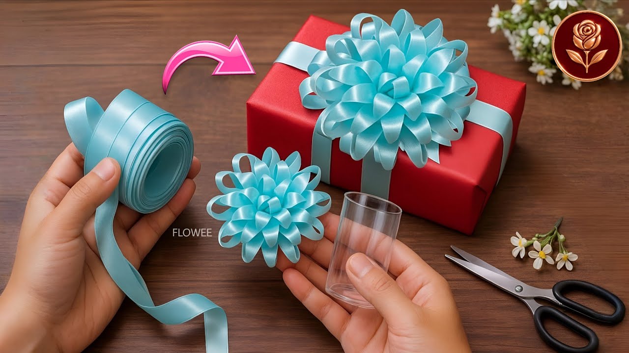 WOW! Super Easy Ribbon Gift Bow Using a Plastic Bottle Trick — Looks SO Expensive!