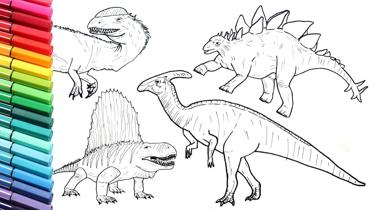 Drawing and Coloring Dinosaurs Color Pages Collection 3 - How to Draw Jurassic World Dinosaur