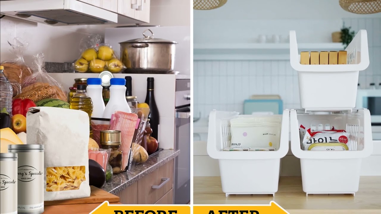 Baskets for Organizing &ndash; Heavy Duty Stackable Storage Bins and Organizers &ndash; Under Sink & Pantry