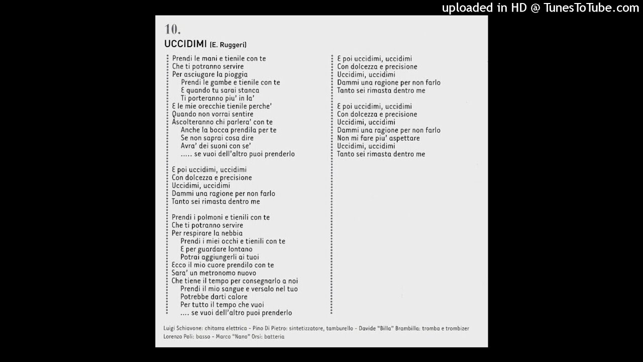 Enrico Ruggeri ‎– Uccidimi (con testo)