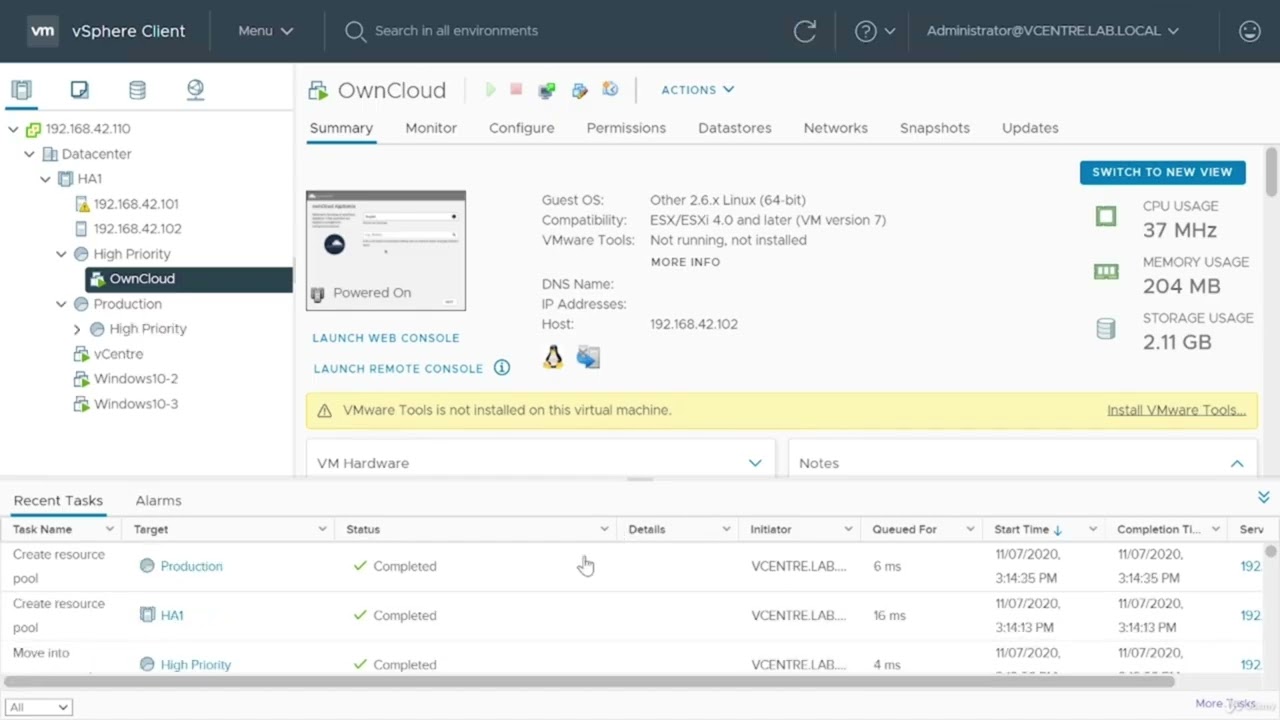 vSphere 7 Foundations 5.10 - Managing VMs and Templates - Resource Pools