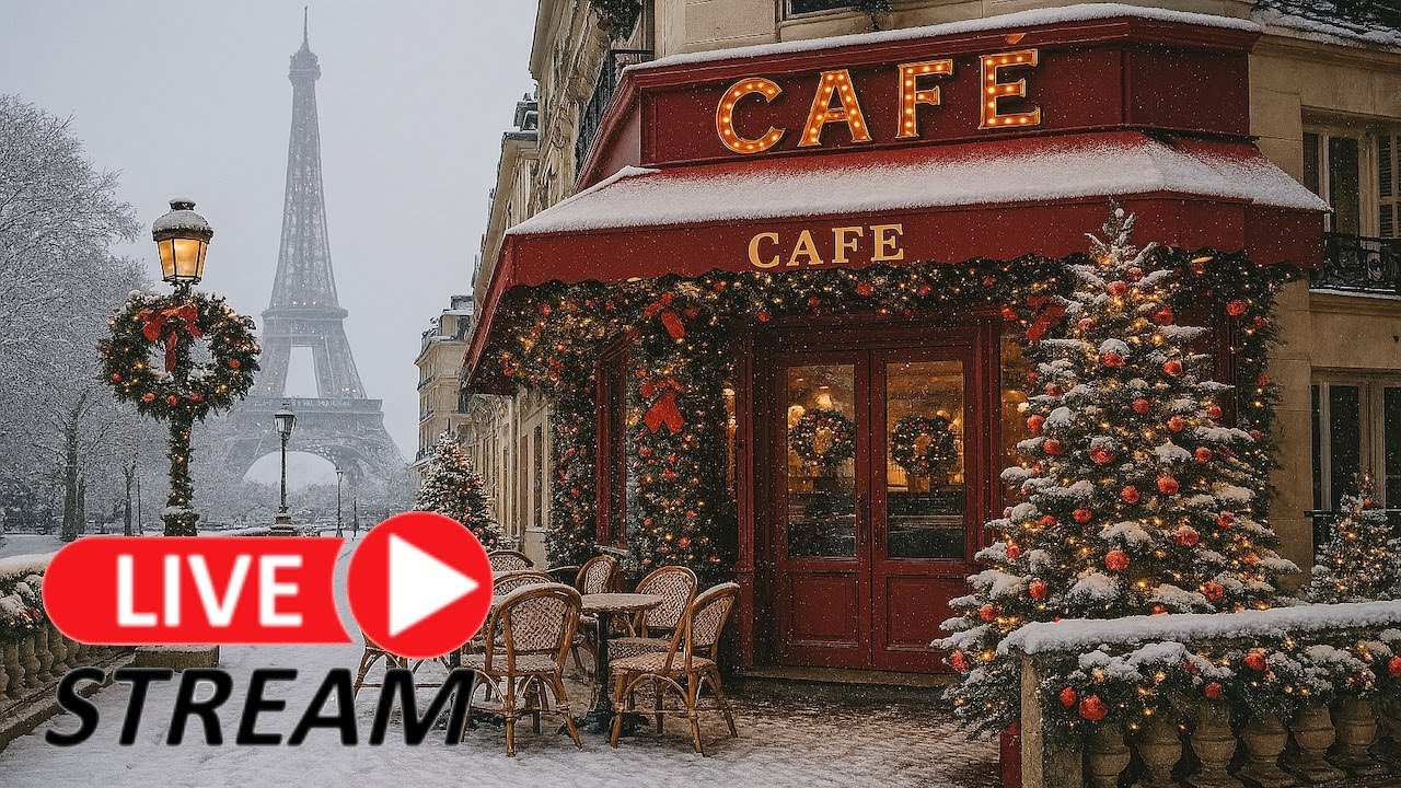 Enjoy Scenes of Snow in Paris When Best French Accordion Music is Playing Holiday 