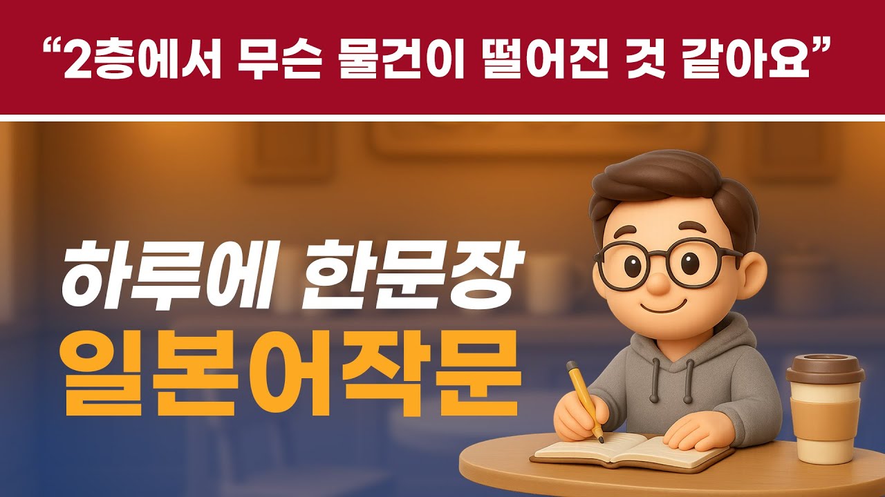 [풀버전 작문일본어] 2층에서 무슨 물건이 떨어진 것 같아요 #일본어능력시험 #일본어공부 #일본어회화 #중급일본어 #매일일본어 #일본어작문