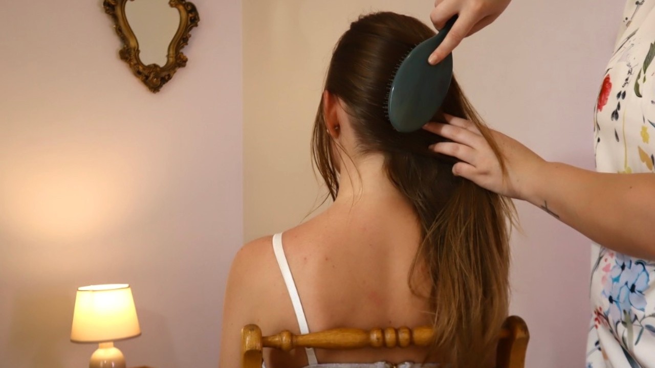 asmr hair brushing (real person) - soft spoken hair brushing tingles