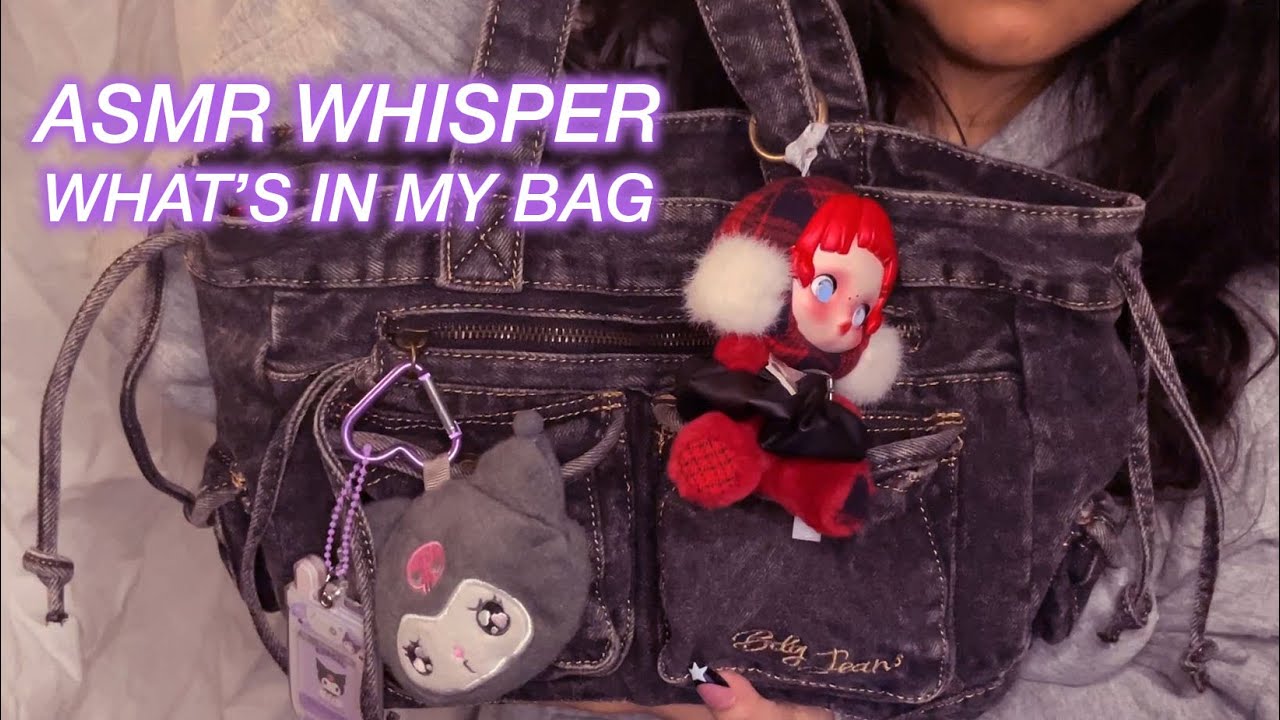 ASMR Whisper What’s in My Bag (Whisper Ramble, Tapping, Scratching) 👜🛍️🎧✨