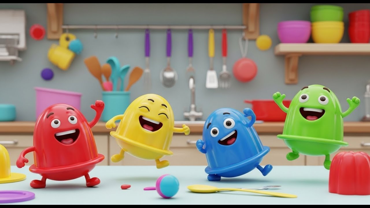 Cuatro Pequeños Moldes de Gelatina de Jugo | Canciones Infantiles para Aprender