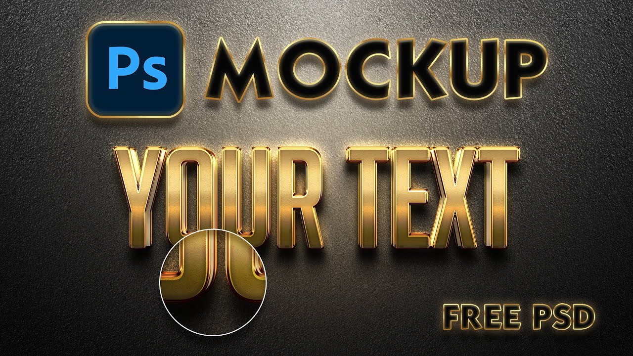 Gold Logo Mockup FREE PSD Text Effect Template - Free Stuff Editz #photoshop #template #golden
