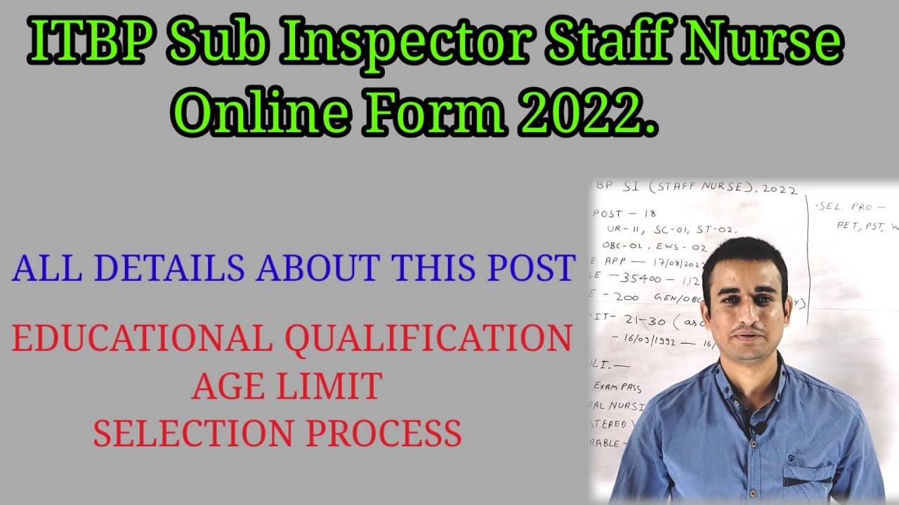ITBP Sub Inspector Staff Nurse Online Form 2022, recruitment eligibility, age limit, qualification