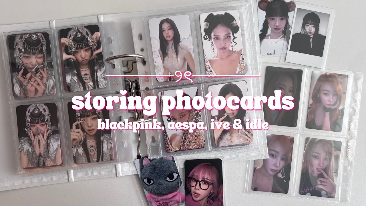 sorting & storing kpop photocards ₊˚⊹☆ mostly blackpink jennie ruby, aespa, itzy, ive + idle