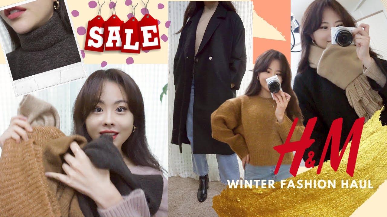9900원부터 15만원대까지! H&M 세일 겨울옷 언박싱 니트 코트 머플러 데님 패션 하울 | H&M winter fashion try-on haul