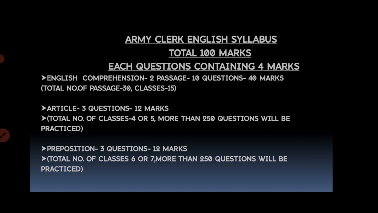 ENGLISH SYLLABUS FOR ARMY SYLLABUS.