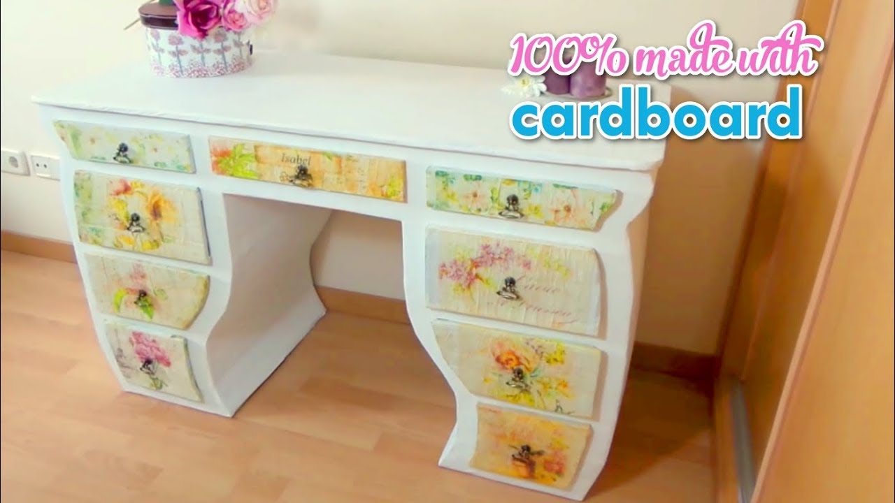 Móveis DIY feitos com caixas de papelão - artesanato com reciclagem - ISALUNAHE