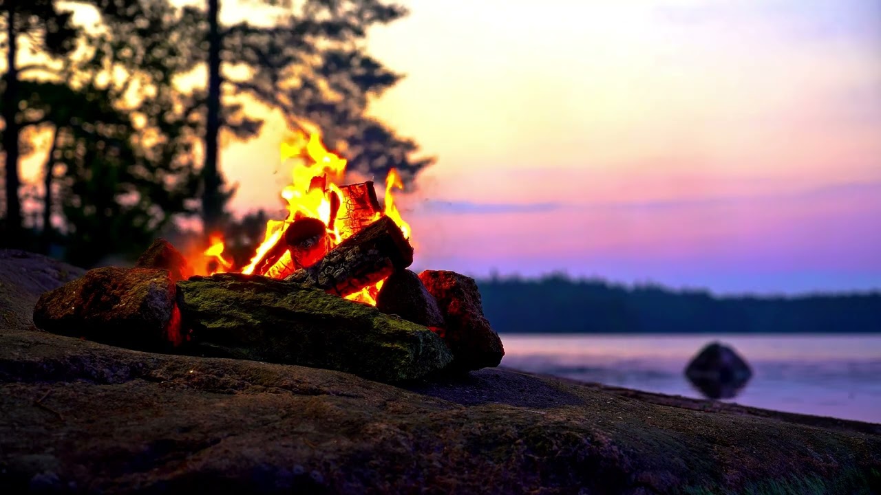 Outdoor Fireplace with Bird and Wind Sounds