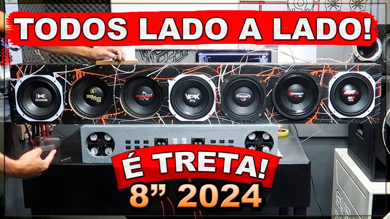 Médios de 8 Pol + famosos 2024 lado a lado Eros Hard Power Triton QVS SW Zion Snake Taramps Bluster