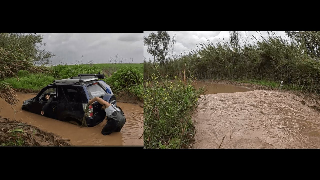הירקון בשיא תפארתו...בוץ בשפע לכל דורש...+בונוס חילוץ ויטרה שהתחפר בשלולית...