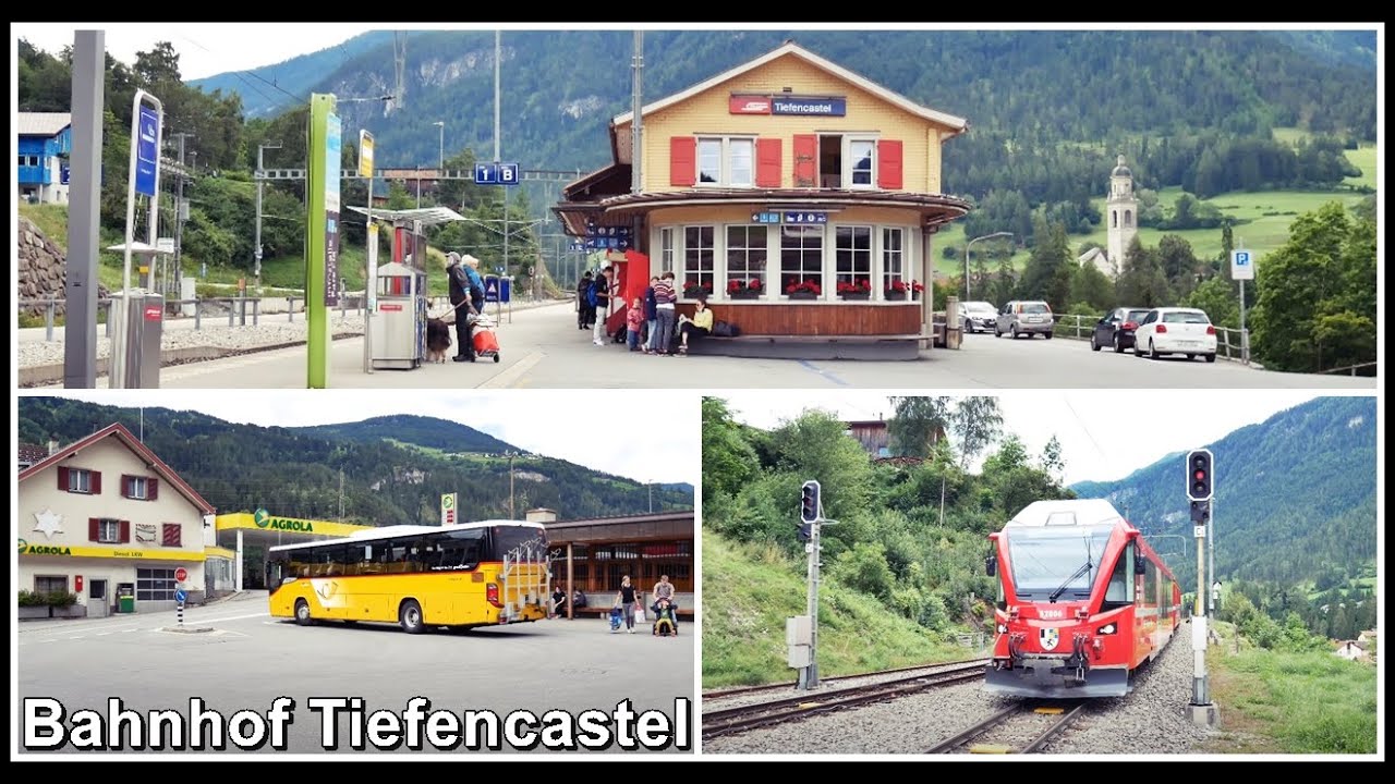 Rhätische Bahn / RhB Bahnhof Tiefencastel, Kanton Graubünden, Schweiz 2021