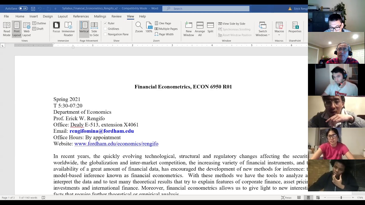 Financial Econometrics 1st Class