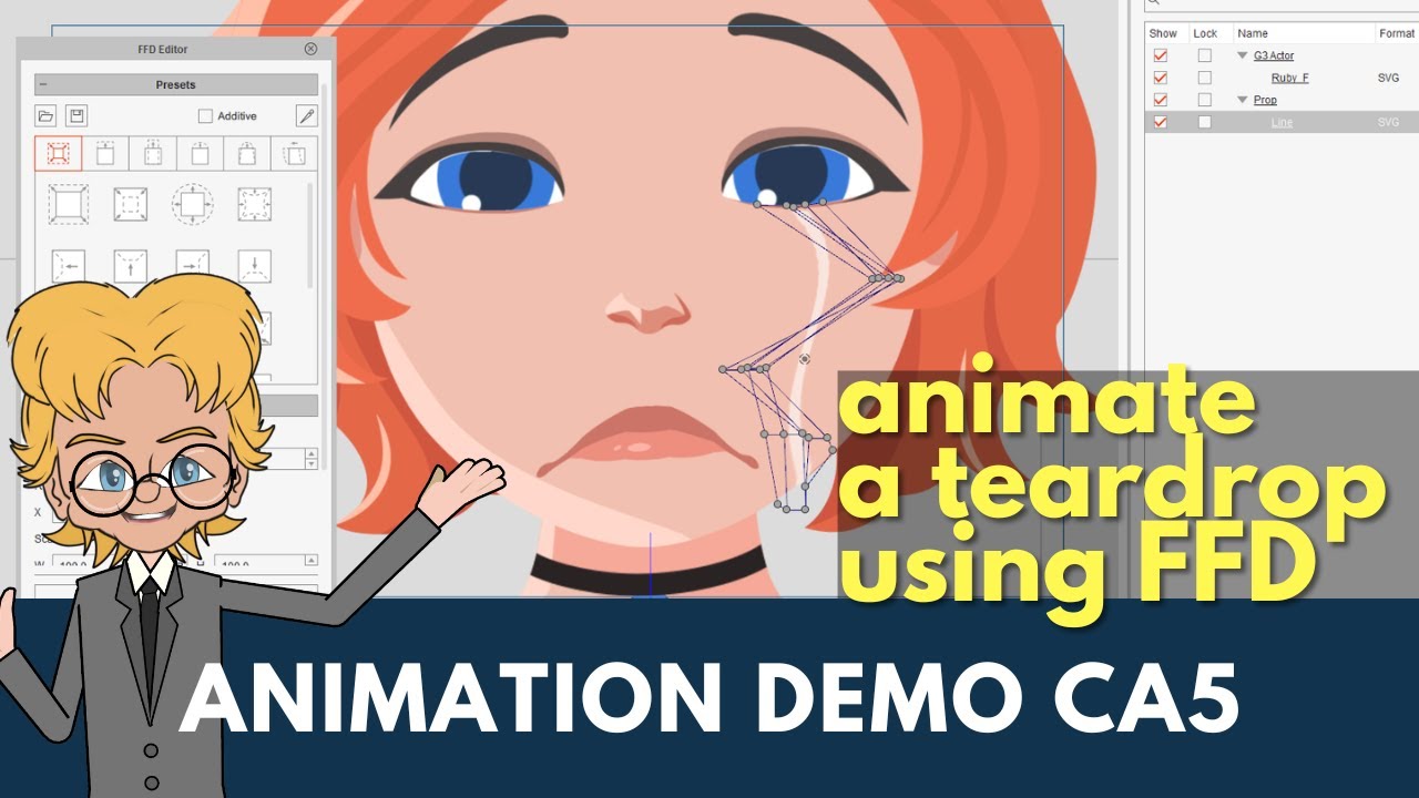 Teardrop Full Form Deformation (FFD) Animation Demo Time-lapse Cartoon Animator 5 #reallusion