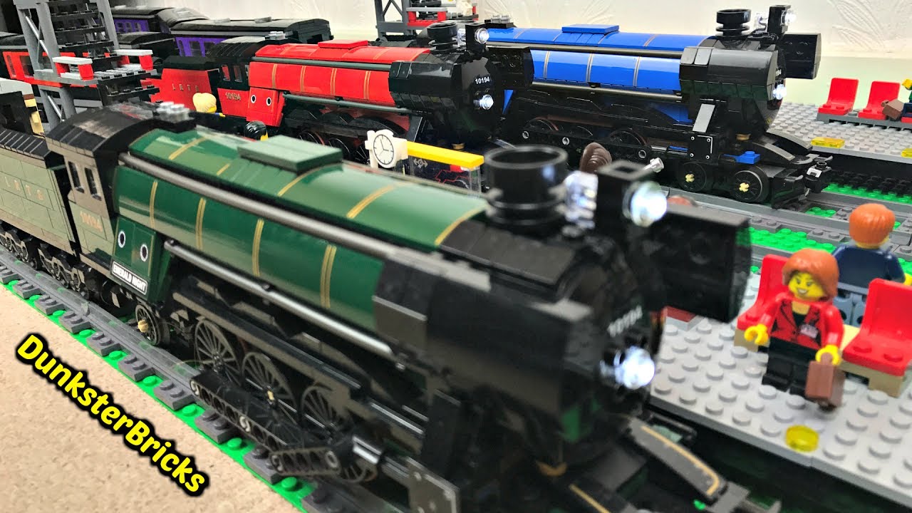 LEGO Train Track Setup! Three Long Tracks Running Together, Three Steam Trains!!