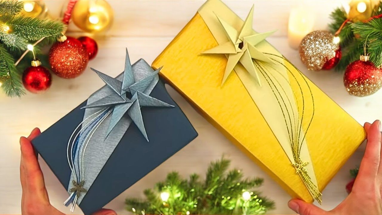 CHRISTMAS Wrapping Presents | GIFT BOX PACKING + 3D ORIGAMI PAPER CHRISTMAS STAR | I.Sasaki Original