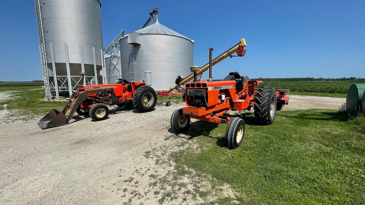 Allis-Chalmers 185 & 175 mowing and tedding hay.
