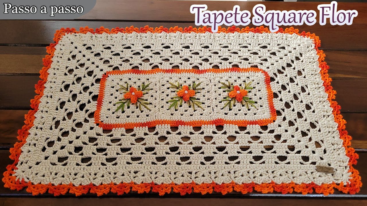 Tapete square flor de Croche - Simples e fácil - Vídeo aula - Passo a passo.