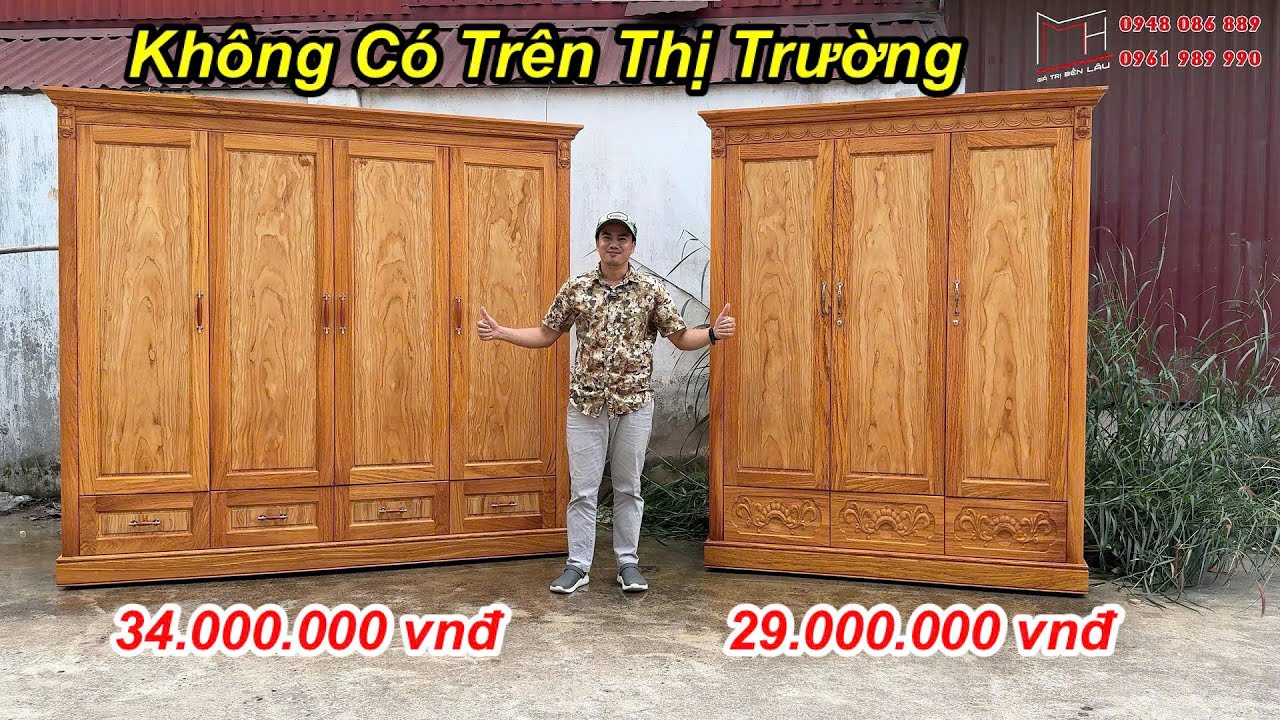 Tủ &Aacute;o gỗ G&otilde; Đỏ Cao Cấp 3 v&agrave; 4 c&aacute;nh CỰC ĐẸP v&agrave; CHẤT LƯỢNG .