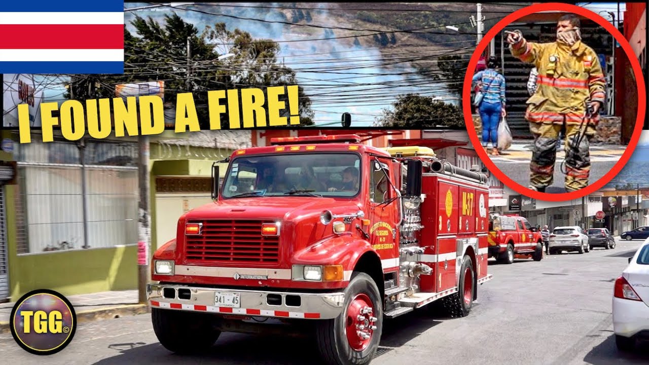 [Costa Rica] Fire Spotted During Fire Station Visit! Lights & Siren Response!