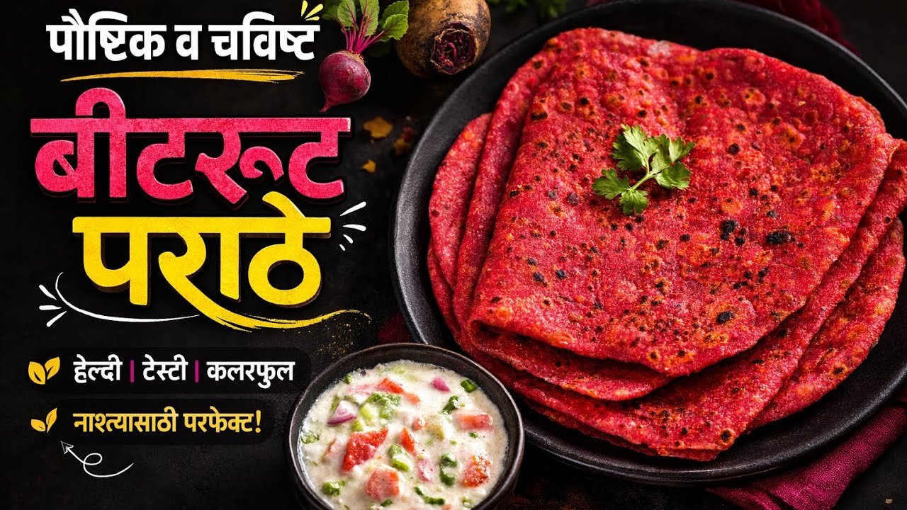 पौष्टिक व चविष्ट बीटरूट पराठे | Healthy Beetroot Paratha Recipe | Instant Breakfast Recipe Marathi😋