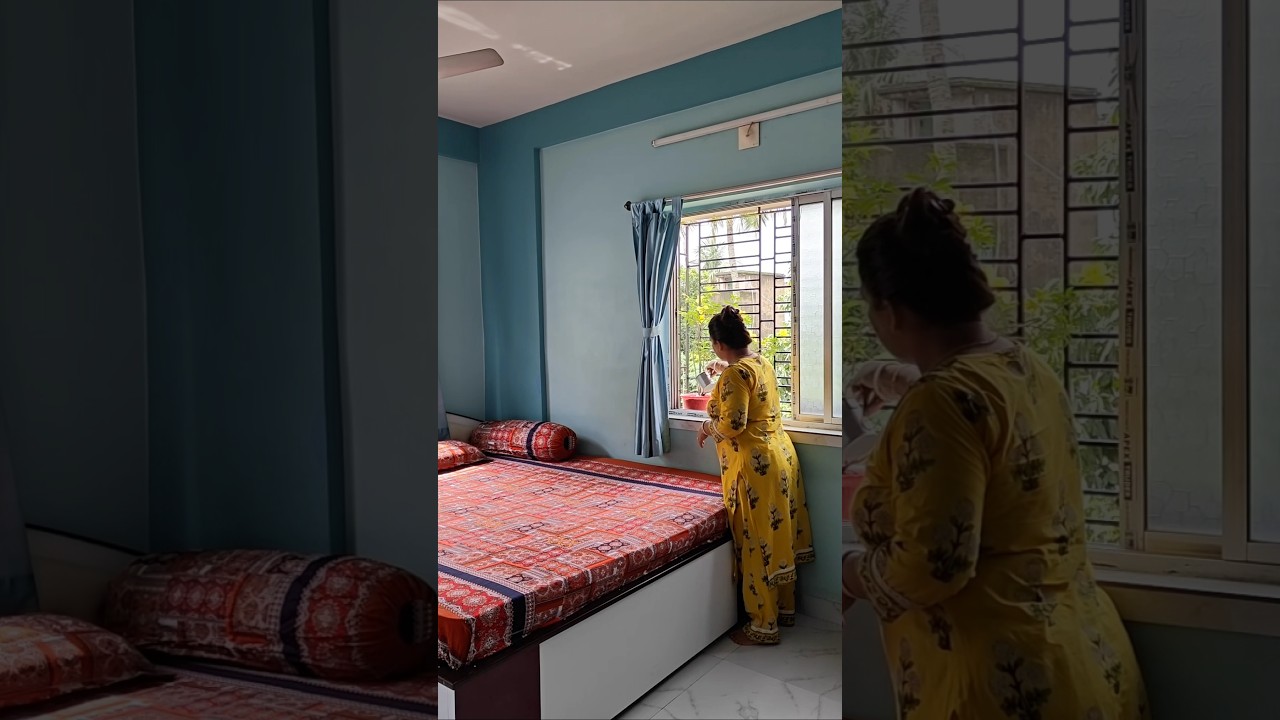 Daily Morning Bedroom Cleaning Routine 🤩😇 || #minivlog #housewifelife #shortsviral #bedroomcleaning