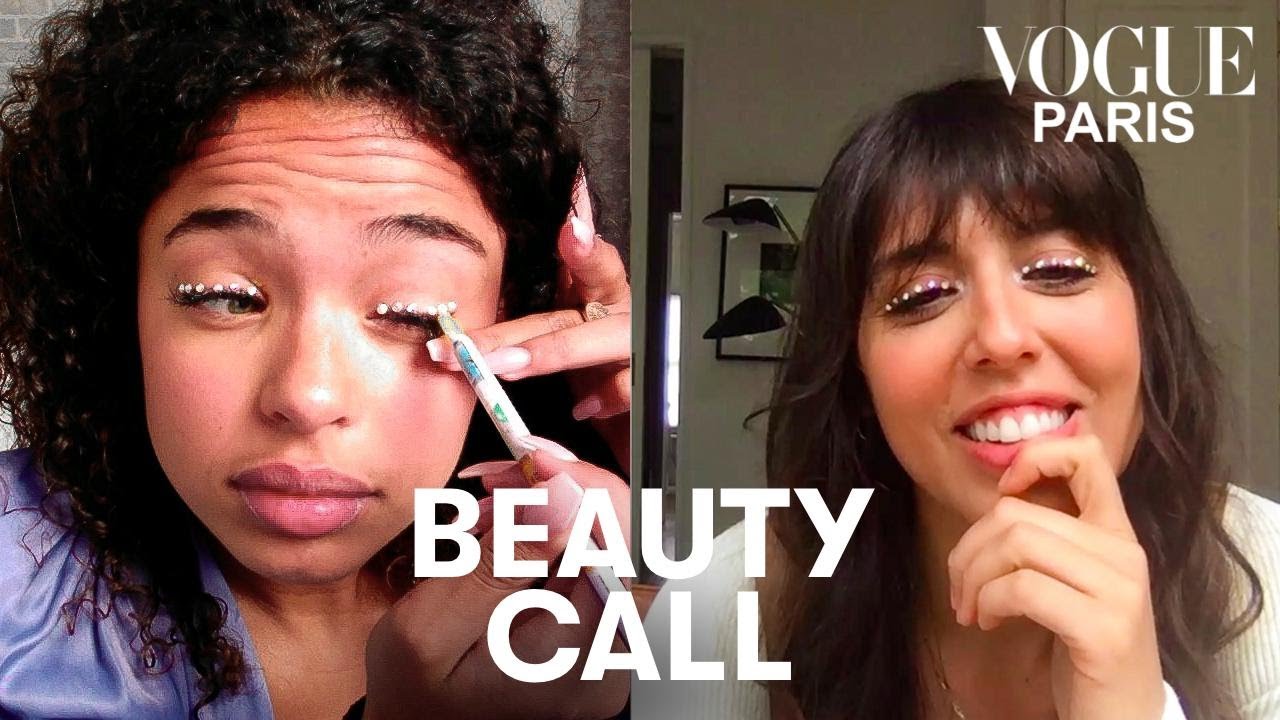 Violette shows Paola Locatelli her trick to applying sequins | Beauty Call | Vogue Paris