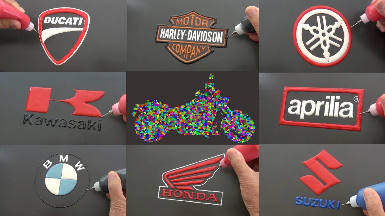 Motorcycle Brand Logos Pancake Art - Ducati, BMW, Harley Davidson, Honda, Kawasaki
