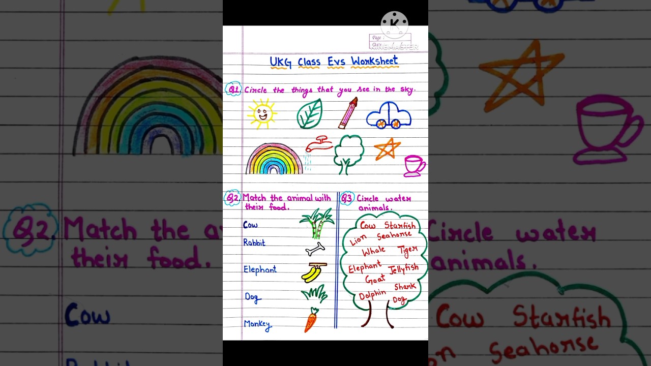 Ukg Class Evs Worksheet| Ukg Evs Question Paper| Ukg Evs Worksheet| Ukg @PeehuandRudraCorner