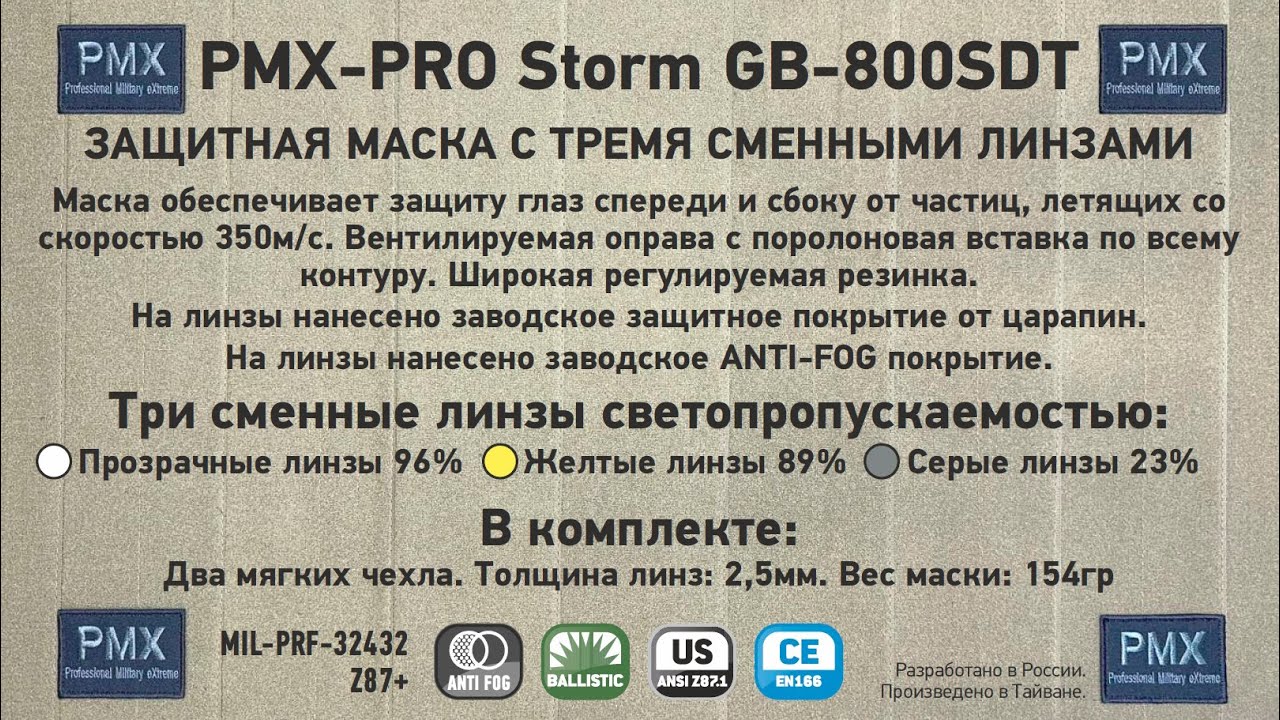 Замена линз защитной маски PMX-PRO Storm GB-800SDT
