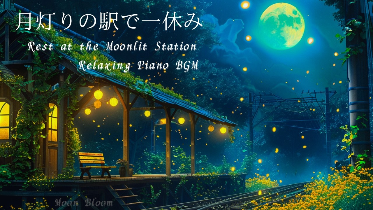 【Relaxing Piano BGM】月明かりの駅で過ごす、静かな夜｜Relax / Study /Sleep