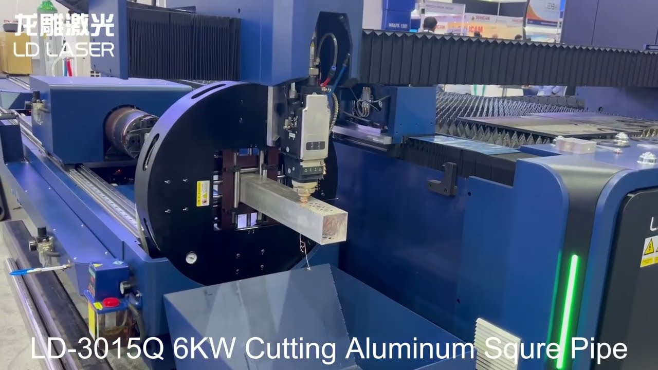 LDLASER 3015Q 6KW Combined Fiber Laser Machine Cutting Square Aluminum Pipe