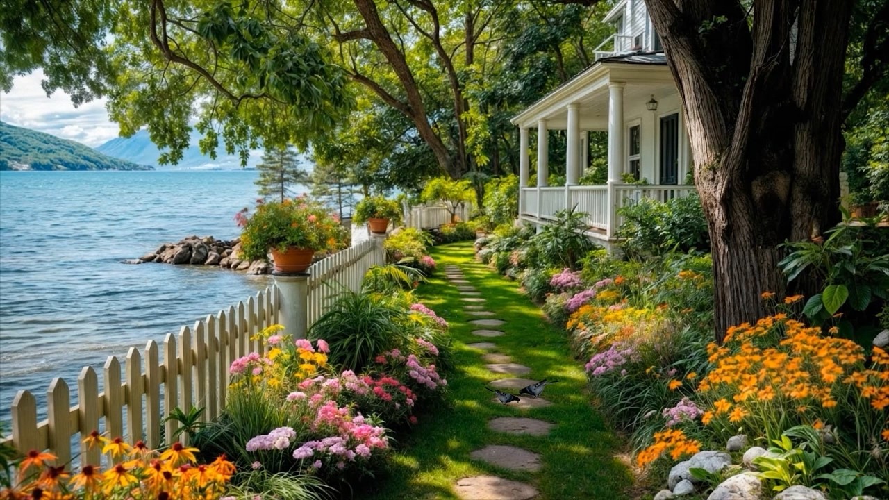 🌷 Peaceful Spring Porch View 🌤️ Lake Water + Birdsong Ambience for Calm Mornings & Deep Focus