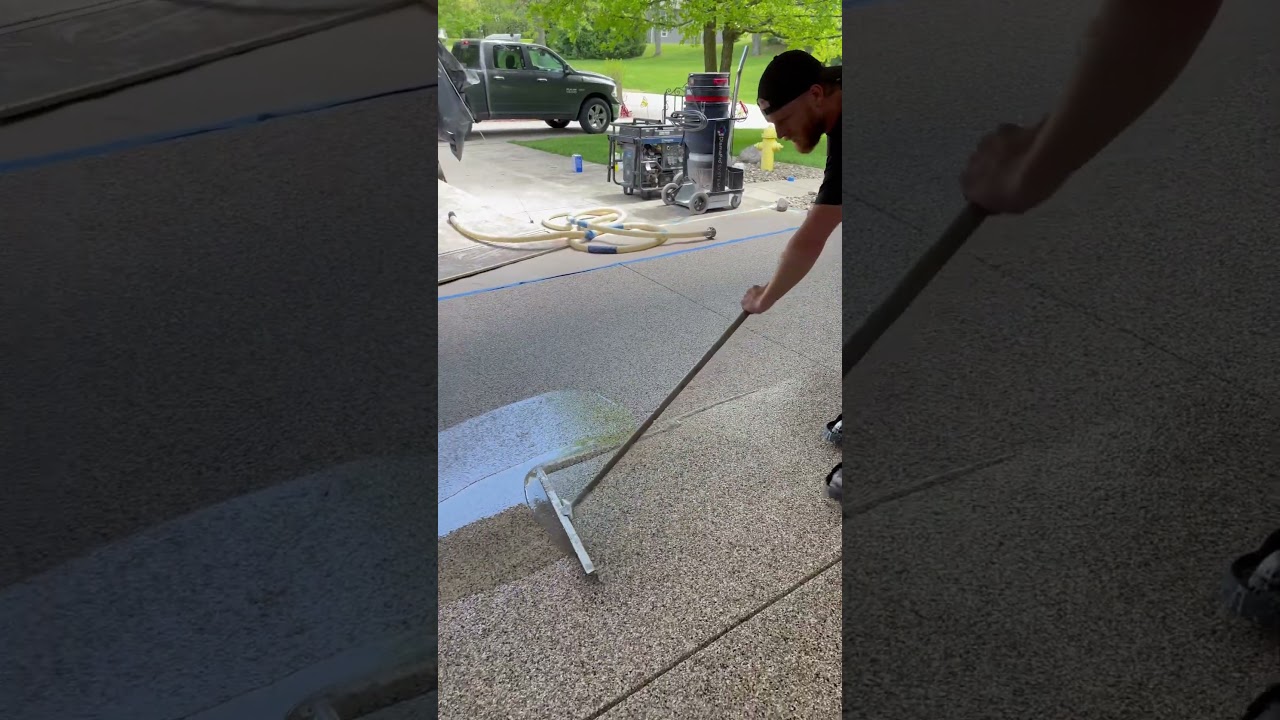 Clear coat epoxy garage asmr #asmr #construction #concrete #satisfying #asmrtriggers #asmrvideos
