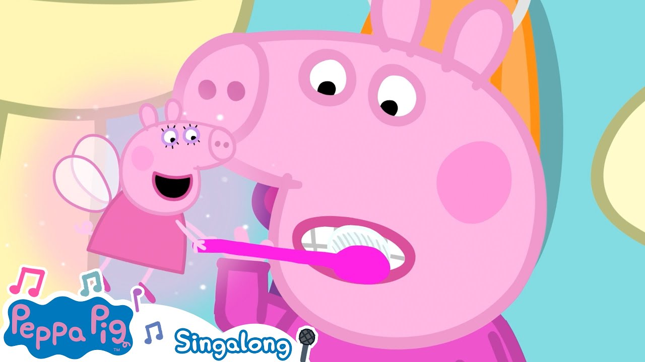 Learn to Brush Your Teeth | Peppa Pig Song | Singalong | Nursery Rhymes | Peppa Pig Music Official