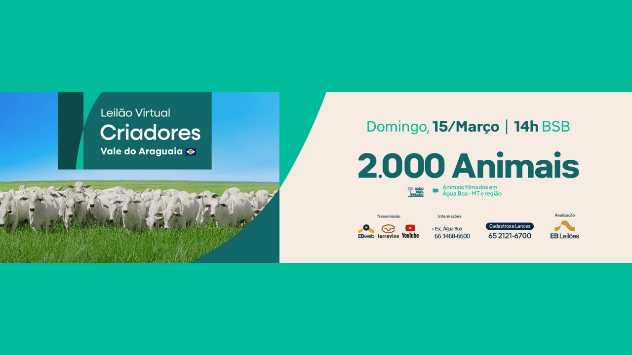 LEILÃO VIRTUAL CRIADORES DO ARAGUAIA | 15/03/2026 – 14H