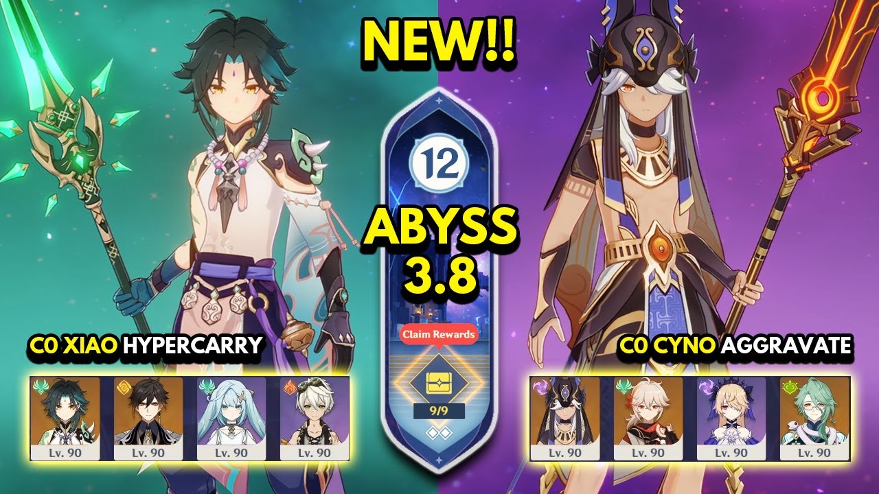 C0 Xiao Hypercarry & C0 Cyno Aggravate | Spiral Abyss 3.8 Floor 12 9 Stars | Genshin Impact 3.8