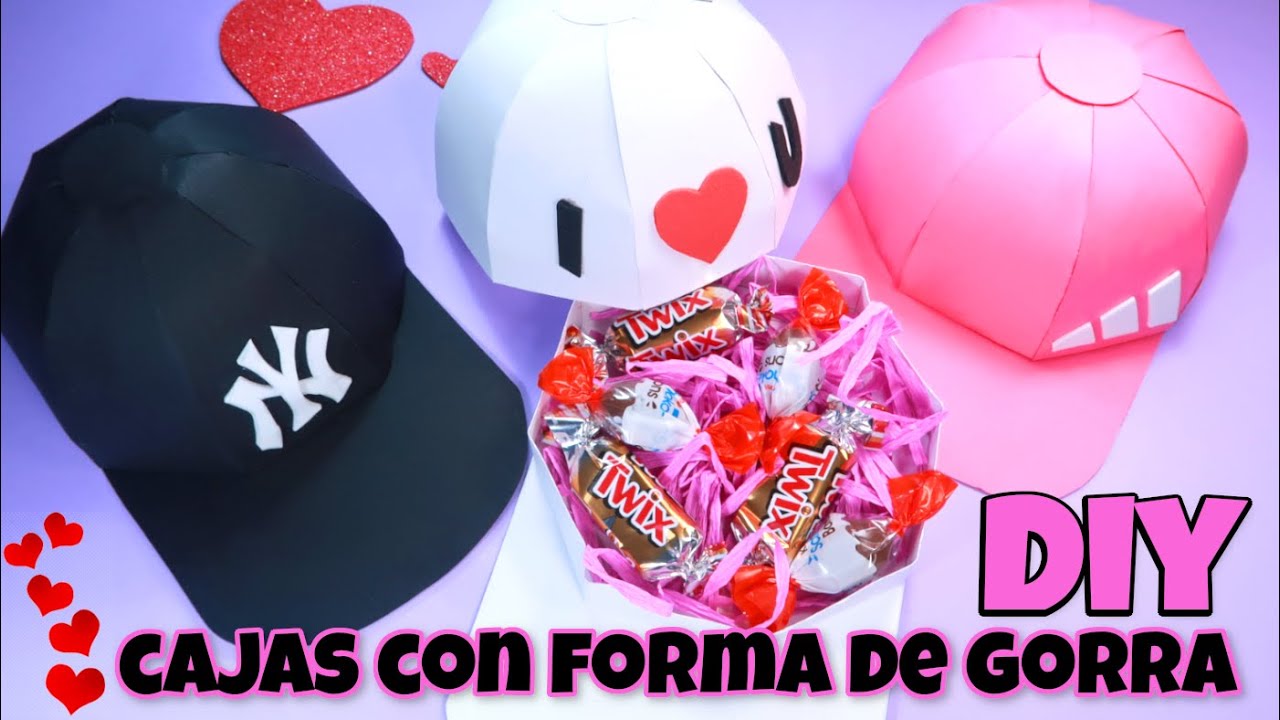 Diy Cajas sin moldes, de cartulina en forma de gorra, ideal para regalar, Channelli manualidades