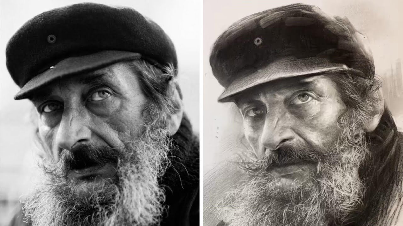 Drawing An Old Man Wearing Hat Step by Step ∥ Sketch Drawing