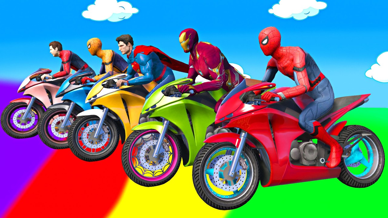Spider-Man vs Rainbow Track Challenge in GTA 5 🌈