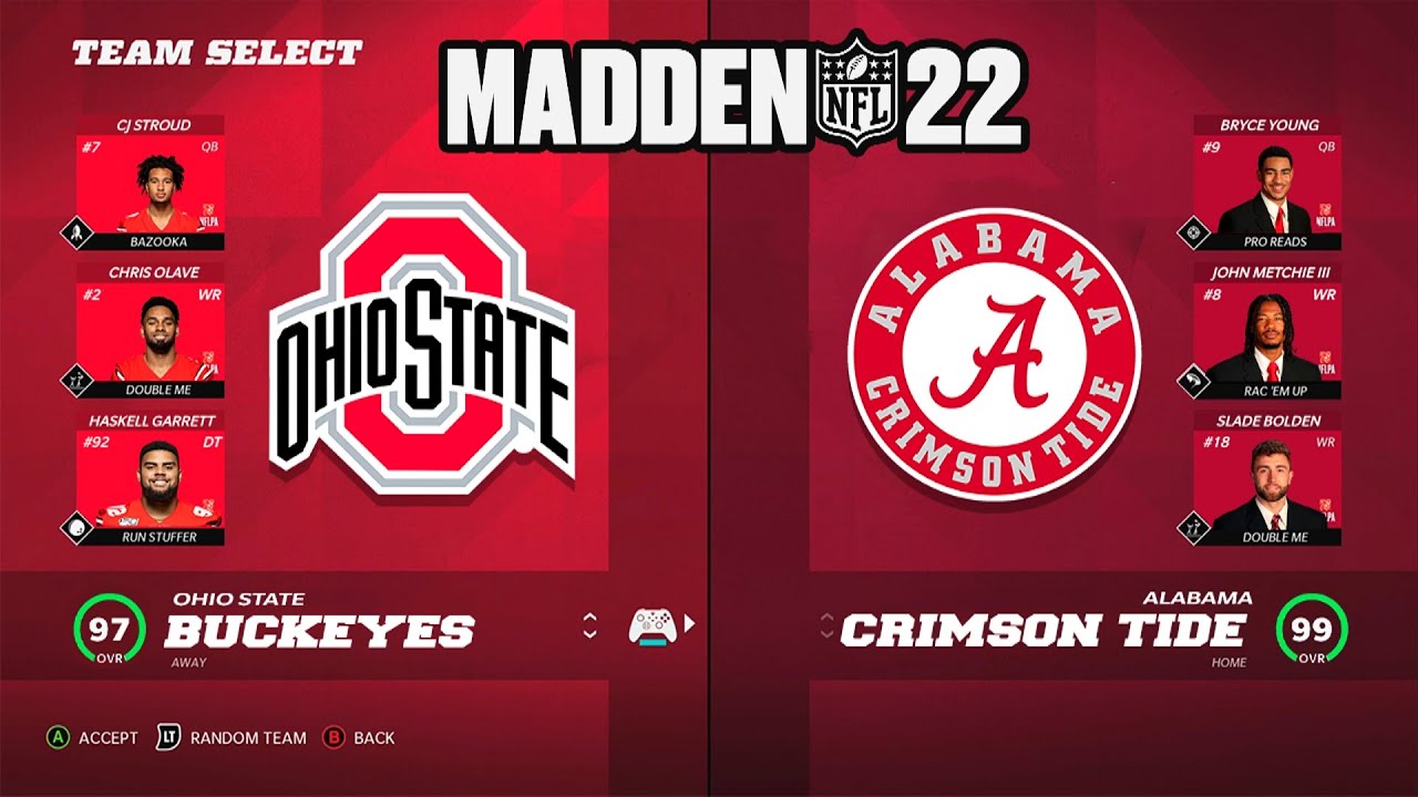 Playing as College Football Teams in Madden 22