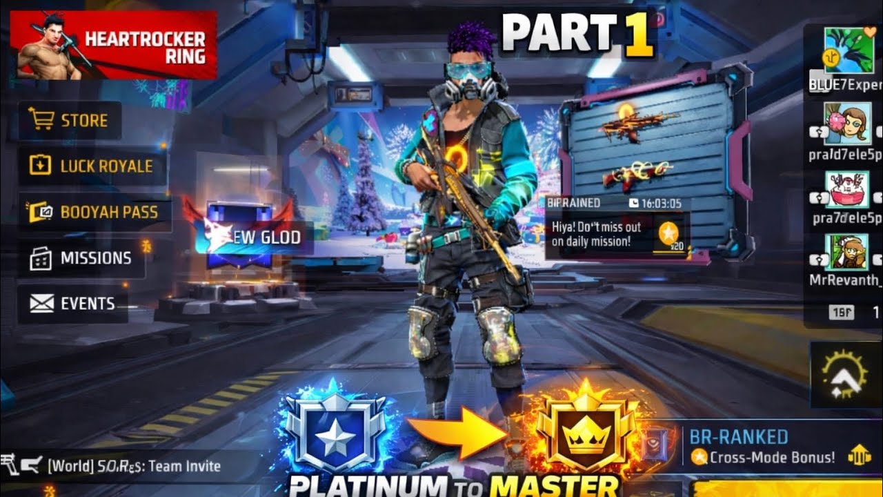PLATINUM TO MASTER JOURNEY | DAY 1 🔥 FREE FIRE MAX